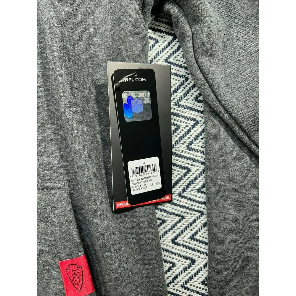 Kansas City Chiefs Gray Hoodie Red Accents Official NFL Team Apparel M Sweatshir - Picture 3 of 8